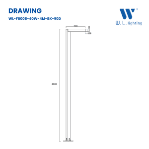 โคมไฟเสาสนามอลูมิเนียมใช้สำหรับภายนอกสูง 4 เมตร WL-F8008-4M-40W