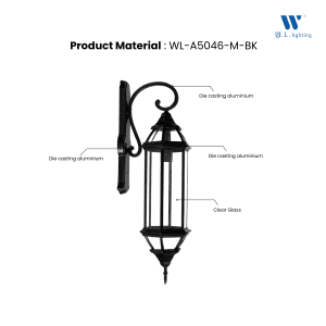 โคมไฟกิ่งภายนอก โคมไฟติดผนัง ขั้วE27 รุ่น WL-A5046-M-BK - Image 3